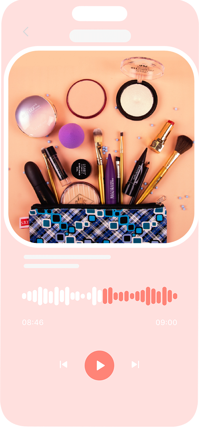 Bild von einem Handybildschirm mit verschiedenen Beauty Produkten darauf.
